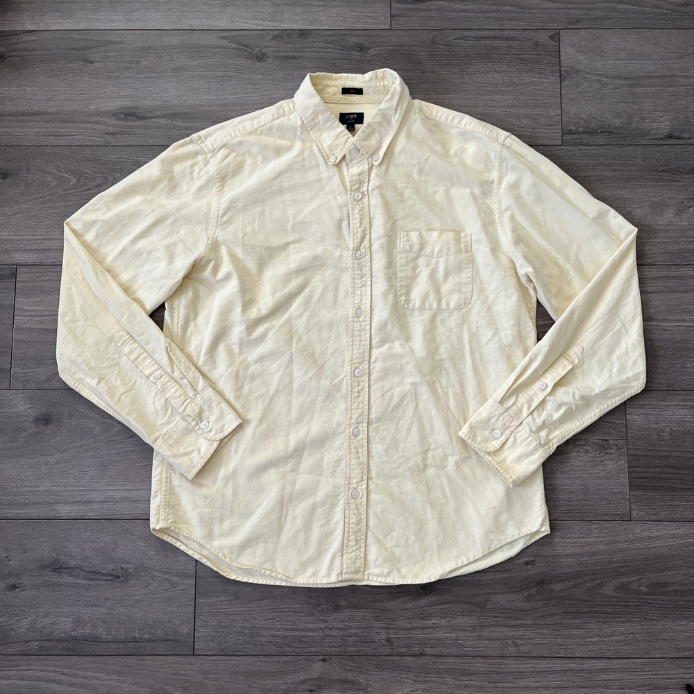 J. CREW Oxford Mens XL Long Sleeve Button Up Shirt Yellow